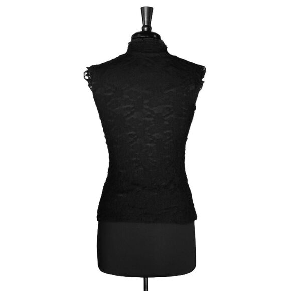 Creative Design Works Women's Blouse Black Floral Lace Stretch Sleeveless Top S - Picture 2 of 9